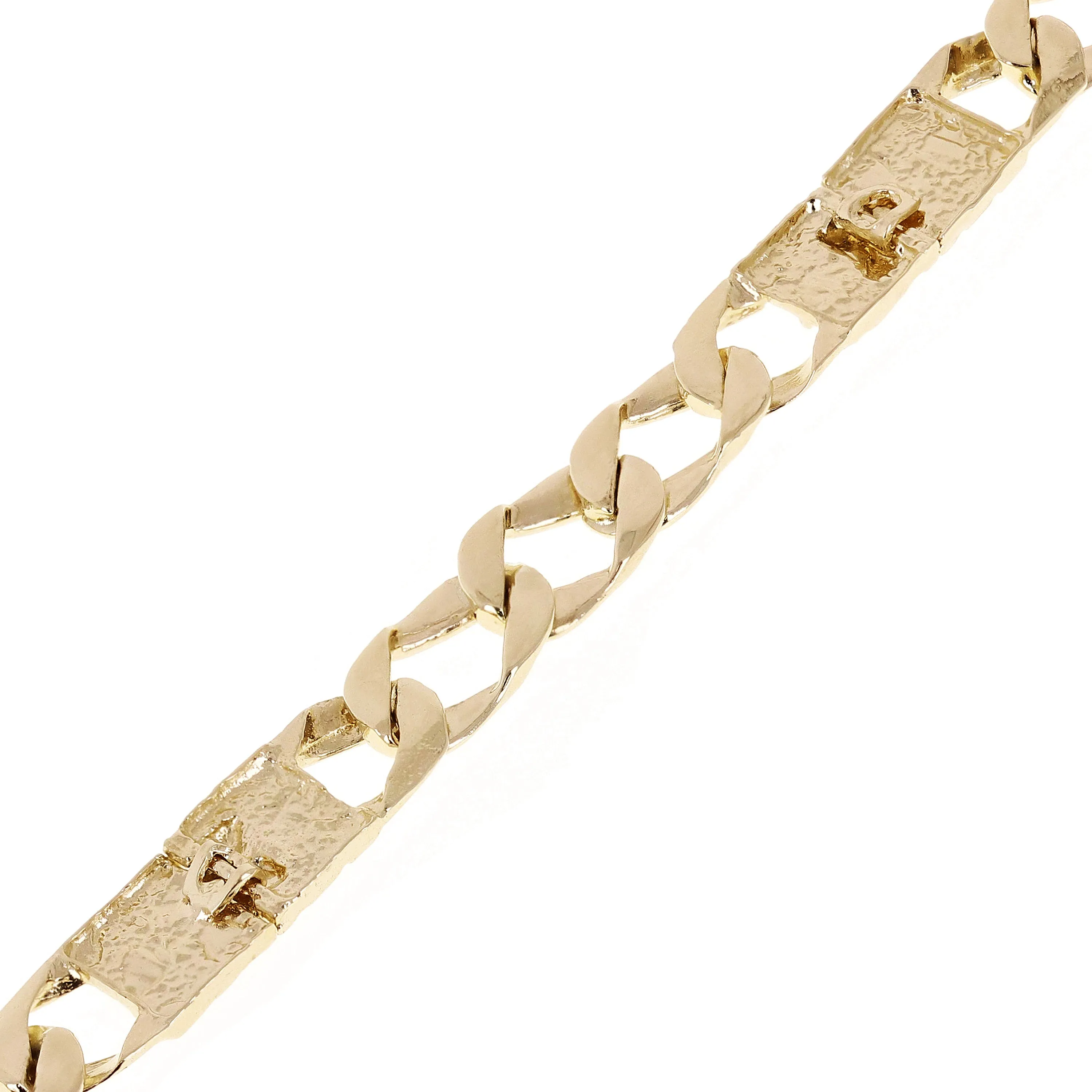 14k Yellow Gold Cuban & Nugget Link Chain Bracelet 6.75mm Various Lengths