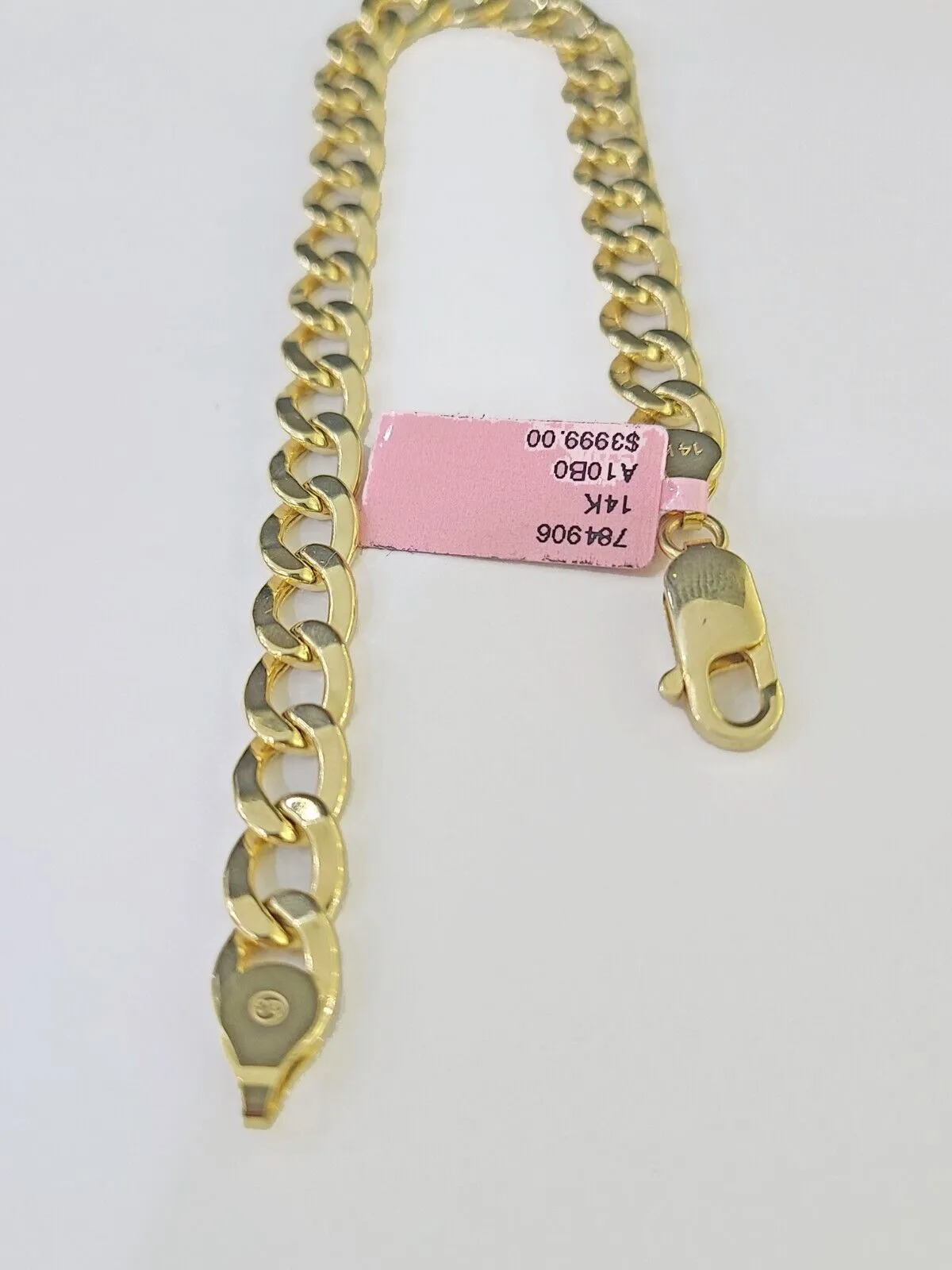 14k Yellow Gold Cuban Curb link Bracelet 8" 9" Lobster clasp Men Women Real