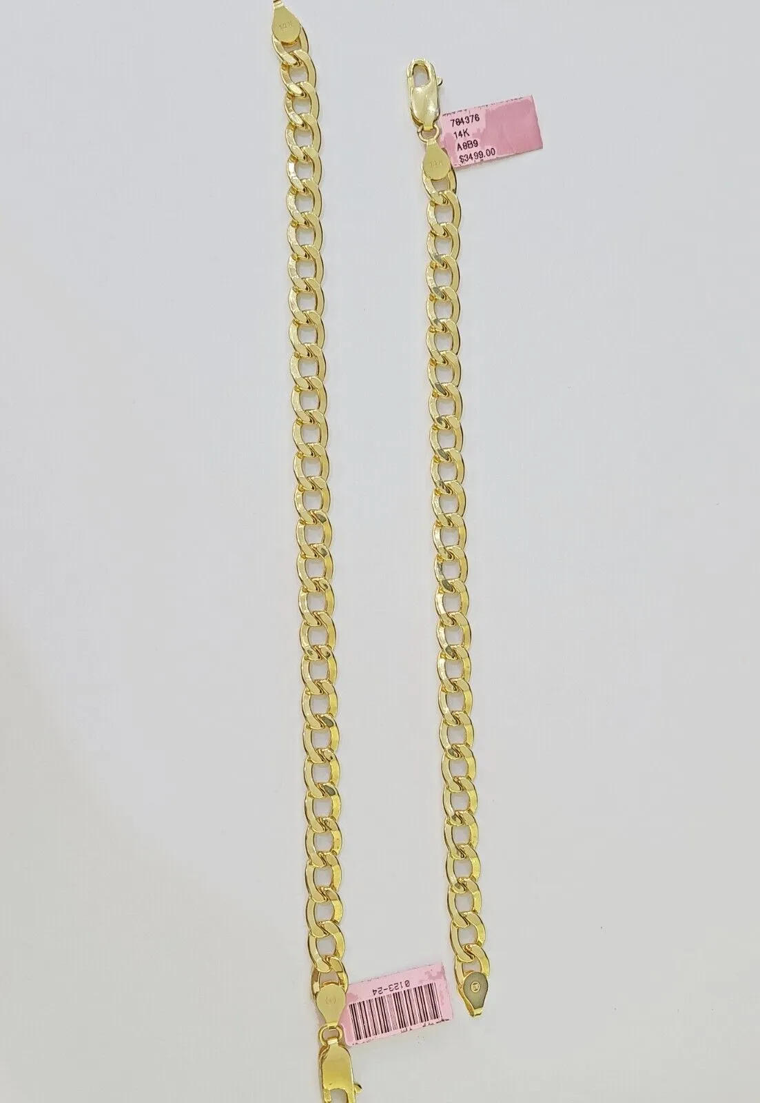 14k Yellow Gold Cuban Curb link Bracelet 8" 9" Lobster clasp Men Women Real