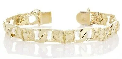 14k Yellow Gold Cuban Link Nugget Bracelet 8.5" 9mm 23.5 grams