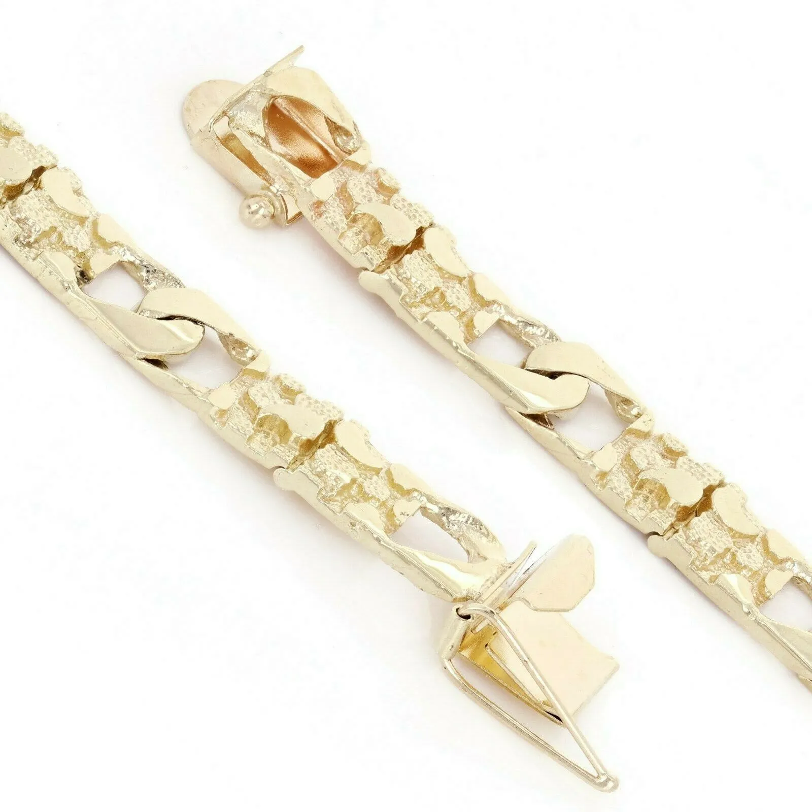 14k Yellow Gold Cuban Link Nugget Bracelet 8" 9mm 22 grams
