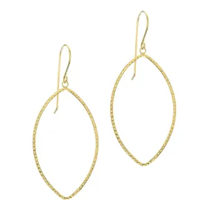 14K Yellow Gold Diamond Cut Marquise Drop Earrings
