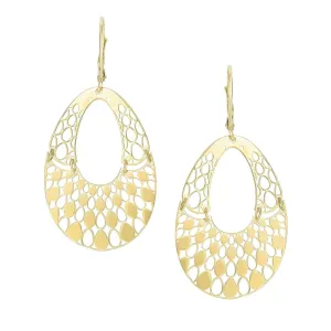 14K Yellow Gold Fancy Open Teardrop Earrings