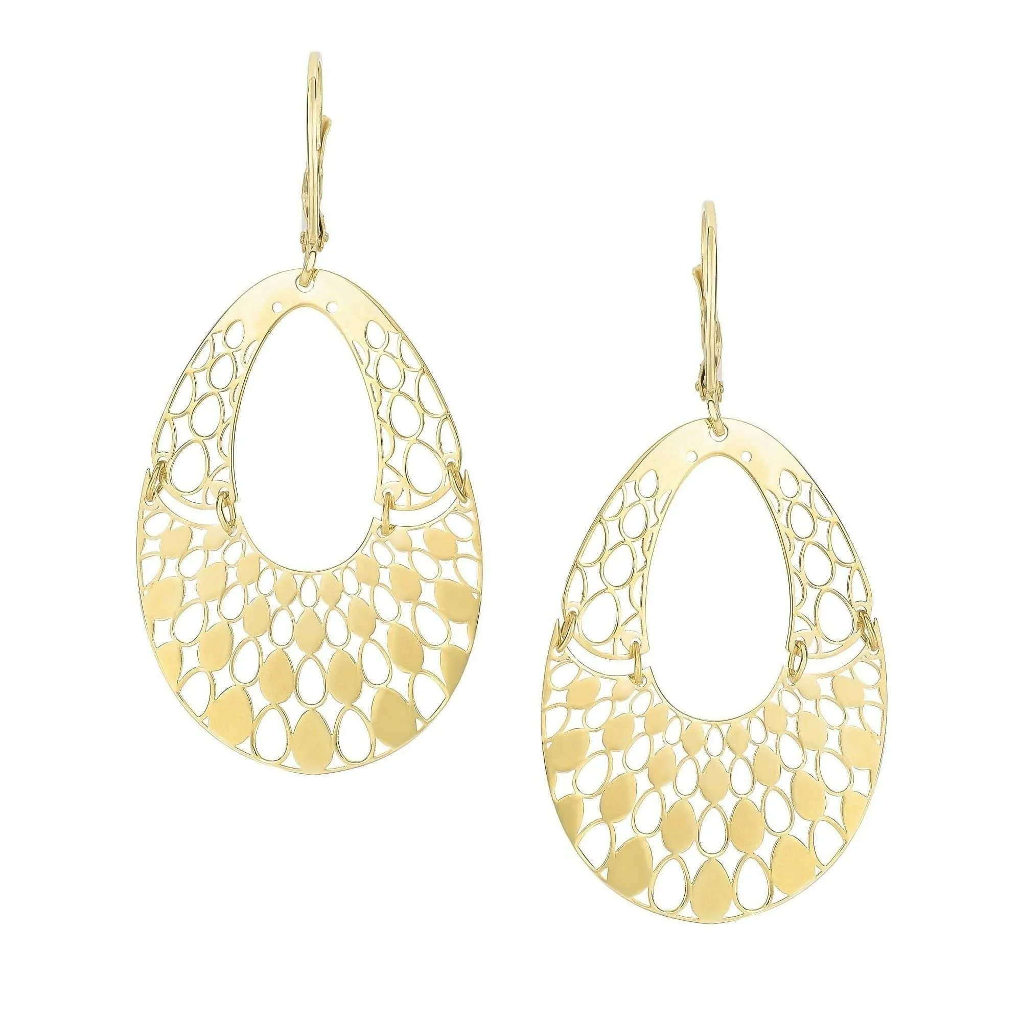 14K Yellow Gold Fancy Open Teardrop Earrings