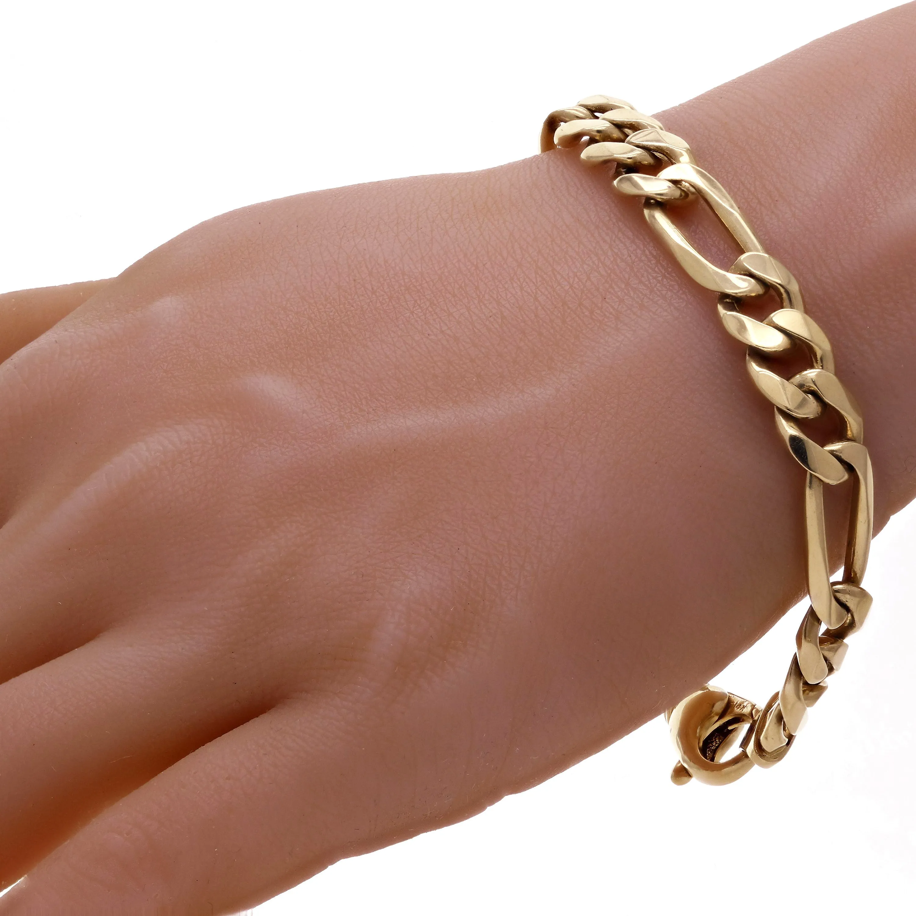 14k Yellow Gold Figaro Chain Bracelet Heavy Solid Gold 7" 10.5mm 35.2 grams Various Lengths