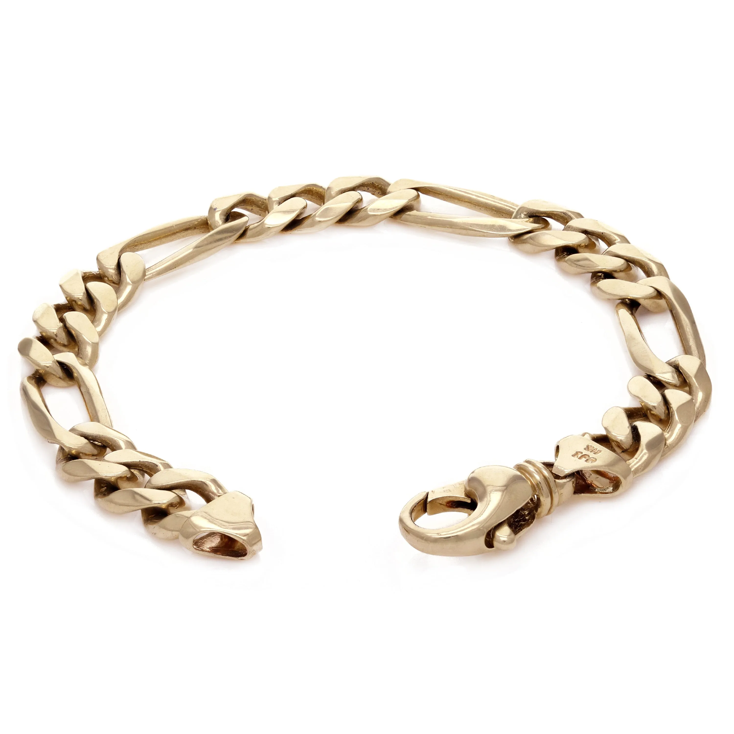 14k Yellow Gold Figaro Chain Bracelet Heavy Solid Gold 7" 10.5mm 35.2 grams Various Lengths