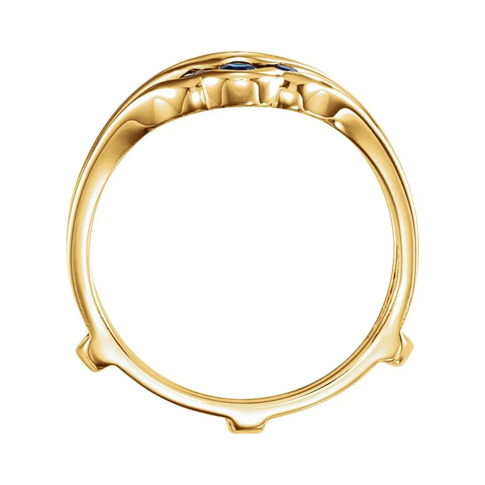14k Yellow Gold Genuine Sapphire Solitaire Enhancer, Size 7
