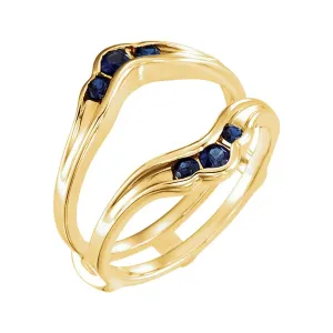 14k Yellow Gold Genuine Sapphire Solitaire Enhancer, Size 7