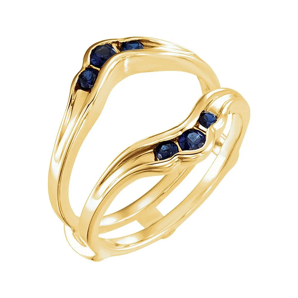 14k Yellow Gold Genuine Sapphire Solitaire Enhancer, Size 7