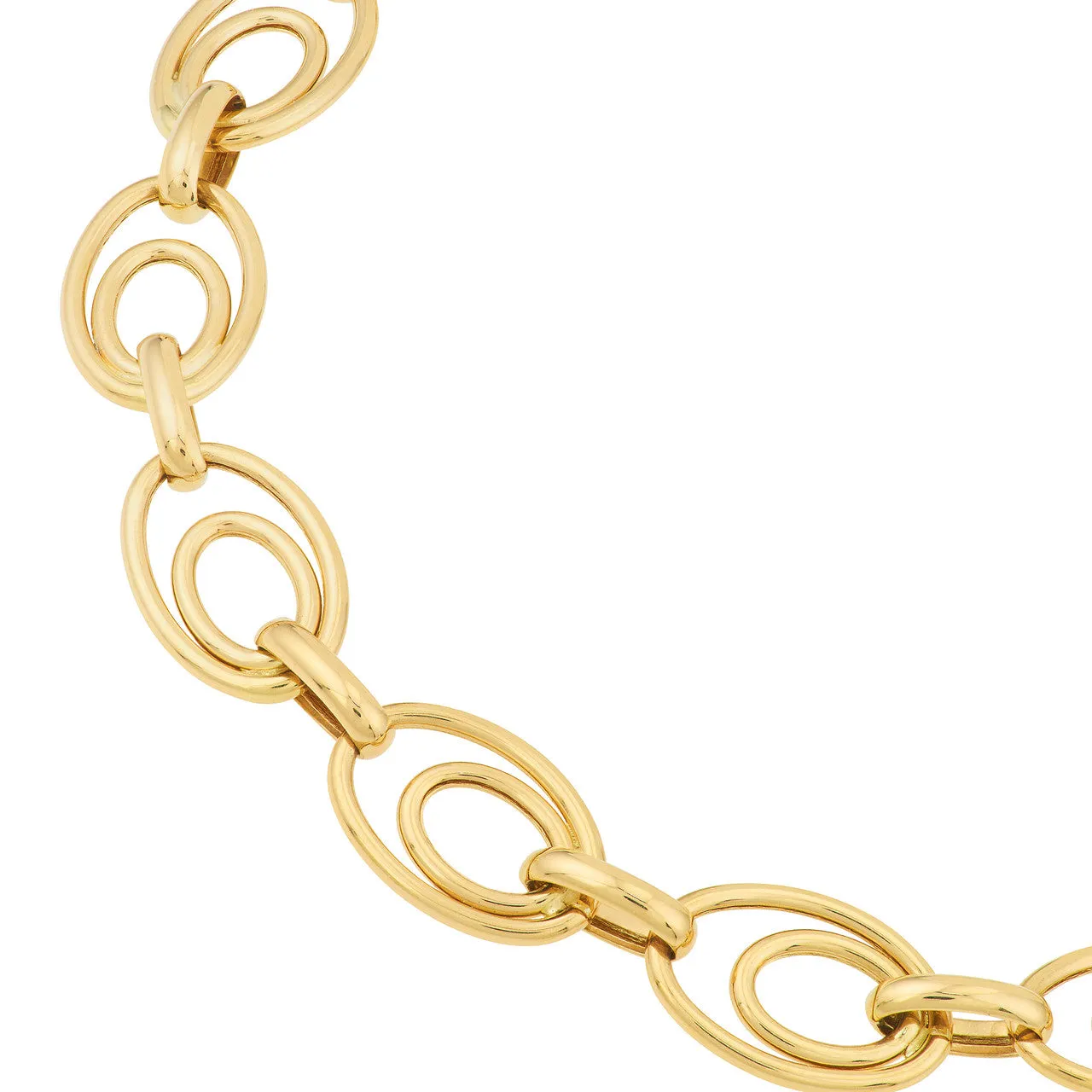 14K Yellow Gold Graduated Double Oval Link Bracelet
