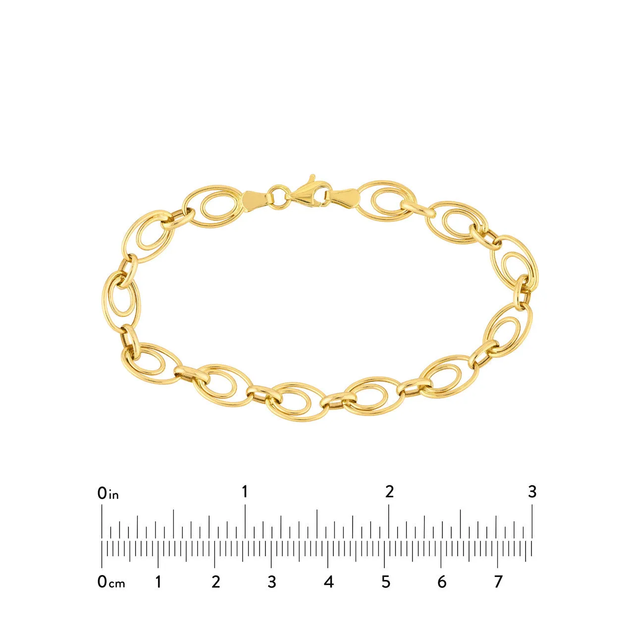 14K Yellow Gold Graduated Double Oval Link Bracelet