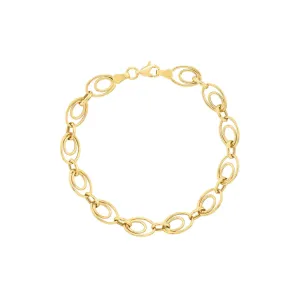 14K Yellow Gold Graduated Double Oval Link Bracelet