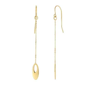 14K Yellow Gold Graduated Open Oval Drop Earrings