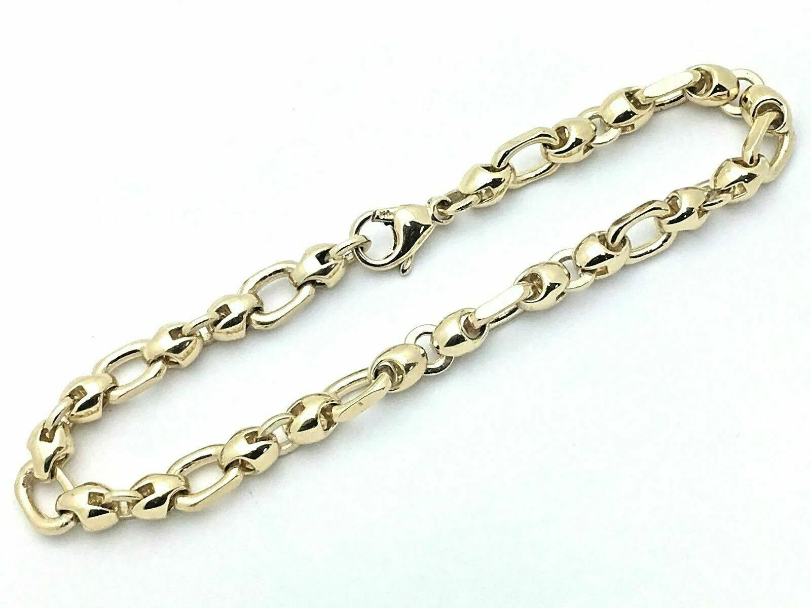14k Yellow Gold Handmade Fashion Link Bracelet 8.5" 6.9mm 28.3 grams