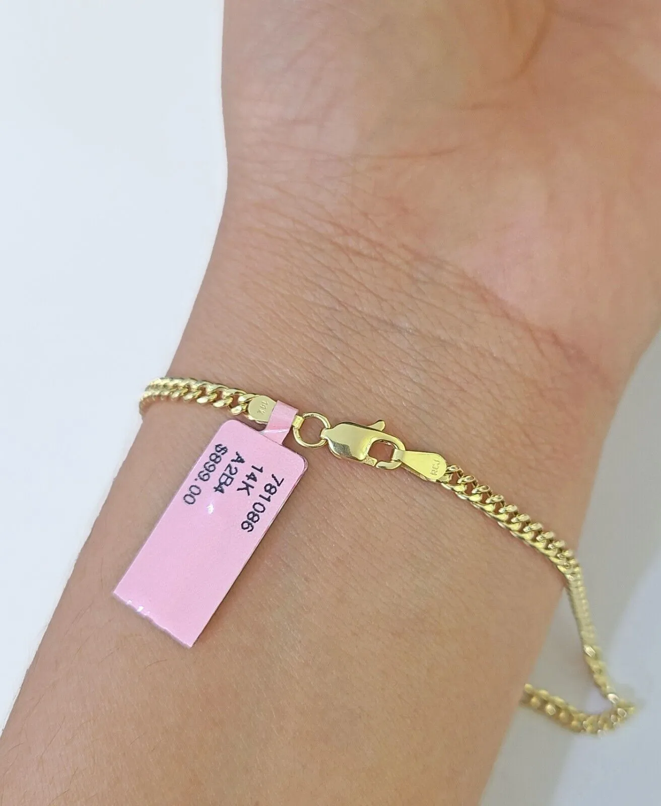 14K Yellow Gold Miami Cuban Bracelet 8" Inch 3mm Box Clasp Real Genuine