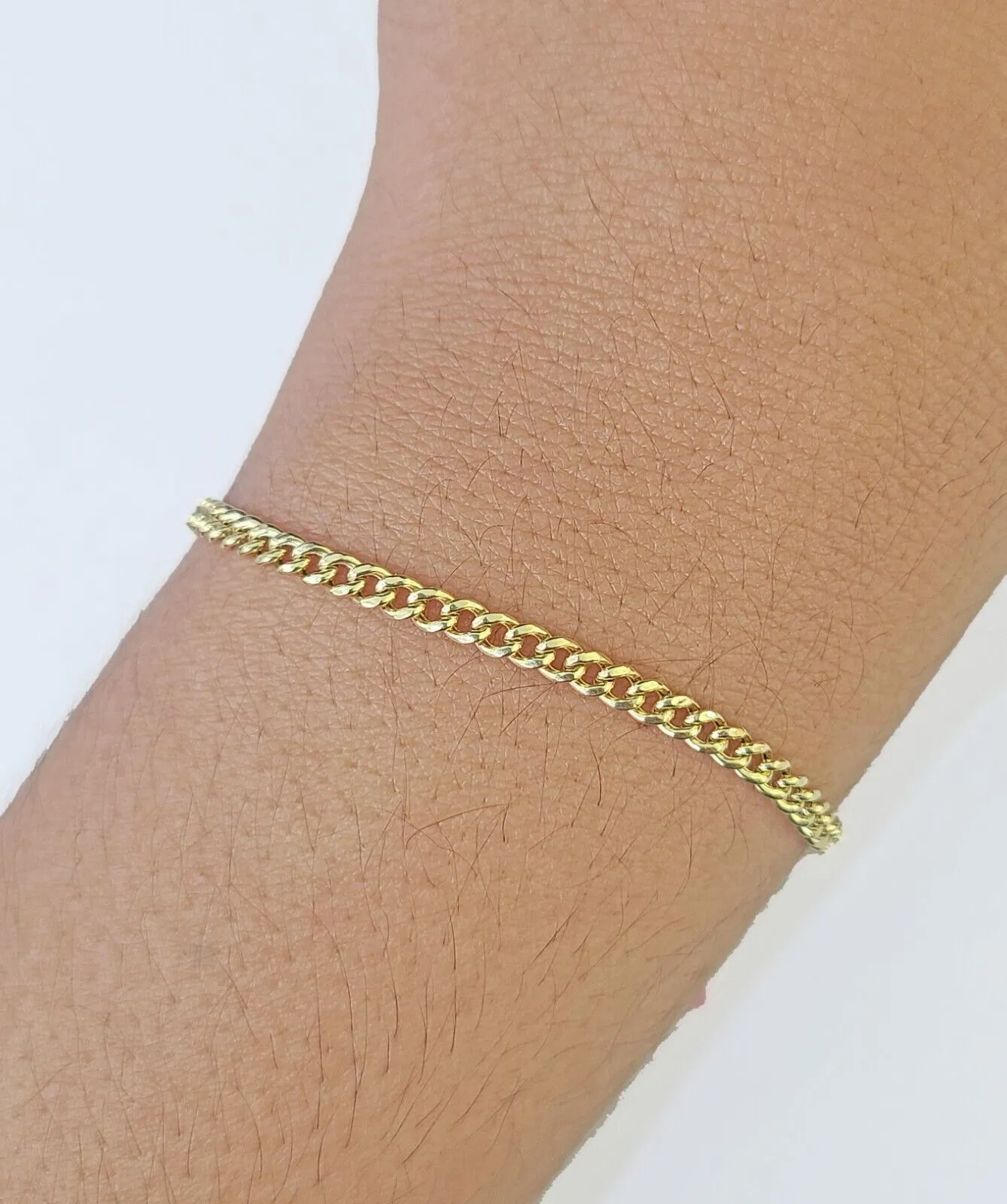 14K Yellow Gold Miami Cuban Bracelet 8" Inch 3mm Box Clasp Real Genuine