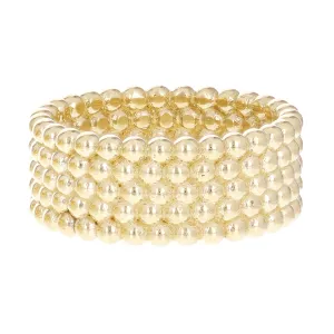 14k Yellow Gold Multi Row Beaded Ring Stackable Band Size 8 - 8.9mm 10.5 grams