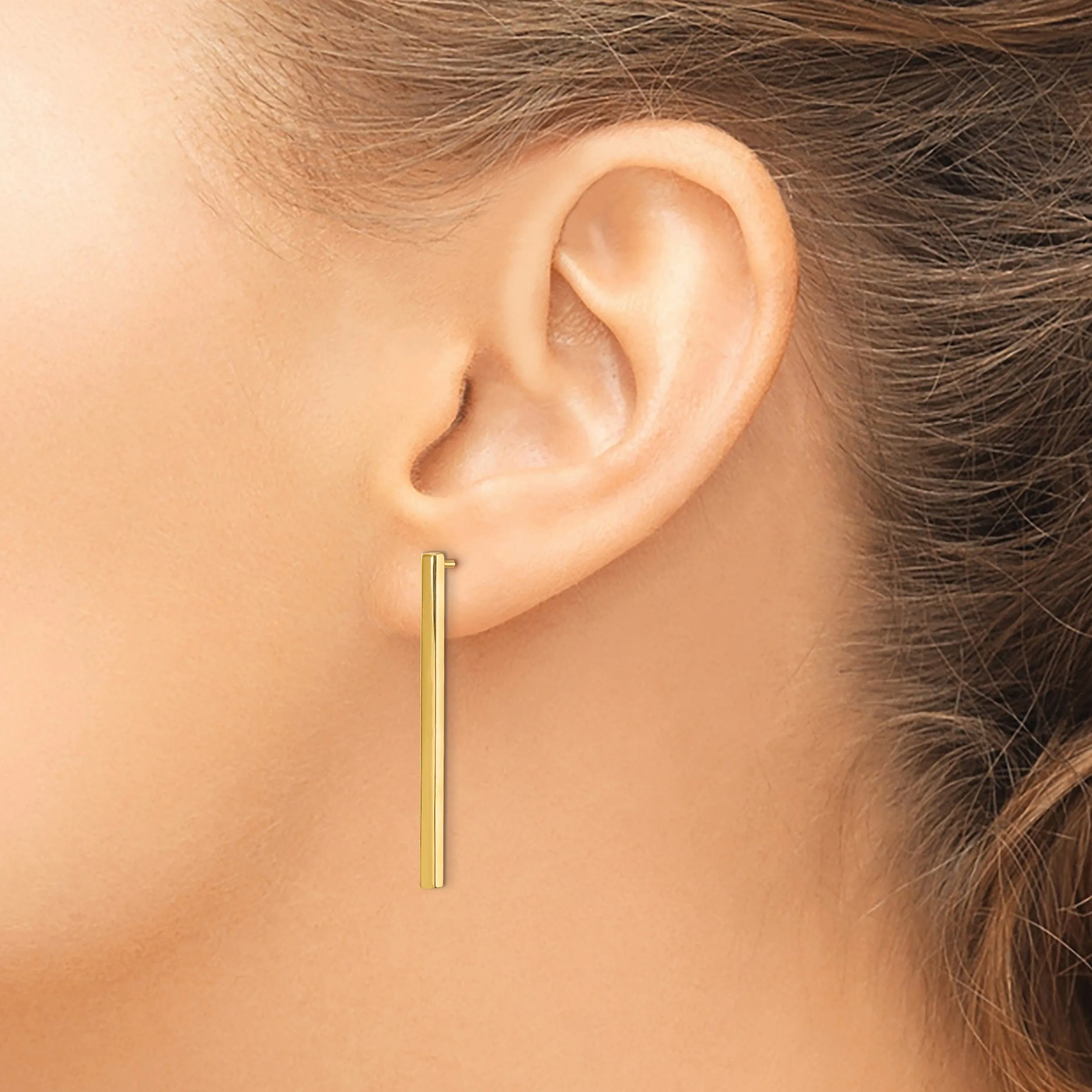 14k Yellow Gold Polished Post Dangle Earrings
