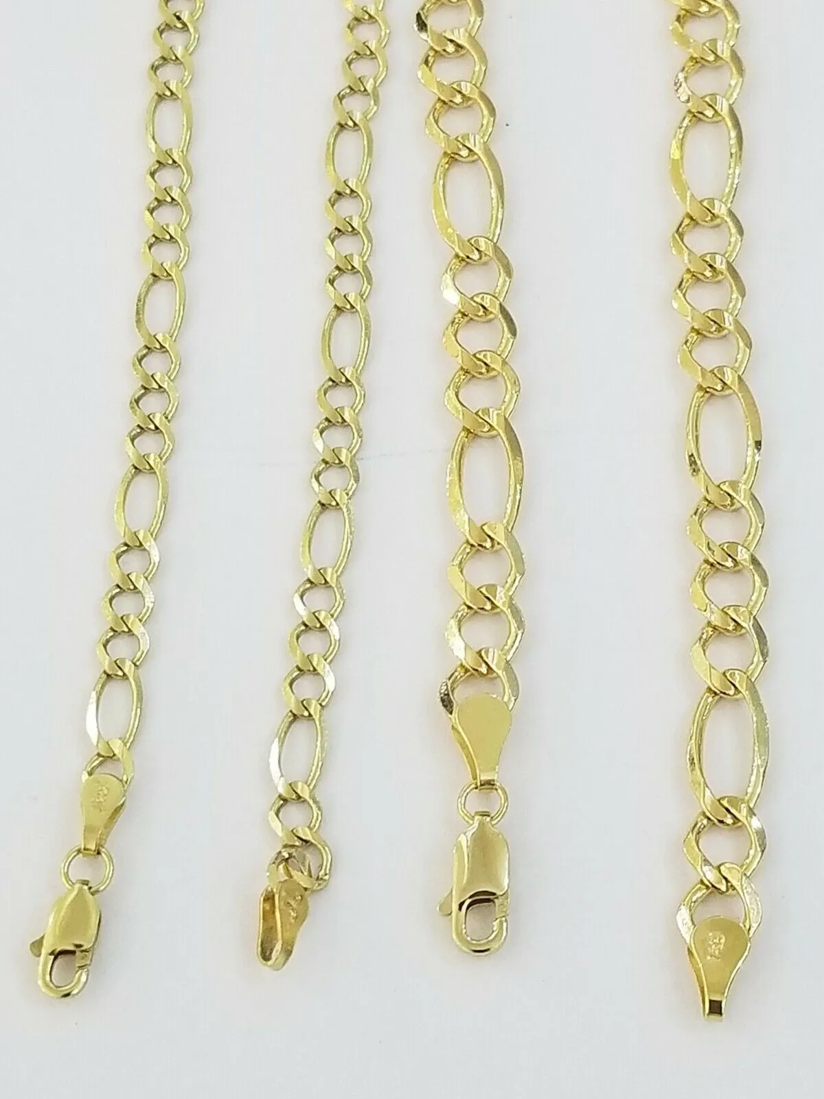 14k Yellow Gold Solid Cuban Figaro Link Bracelet lobster Lock in 8inch Men Women