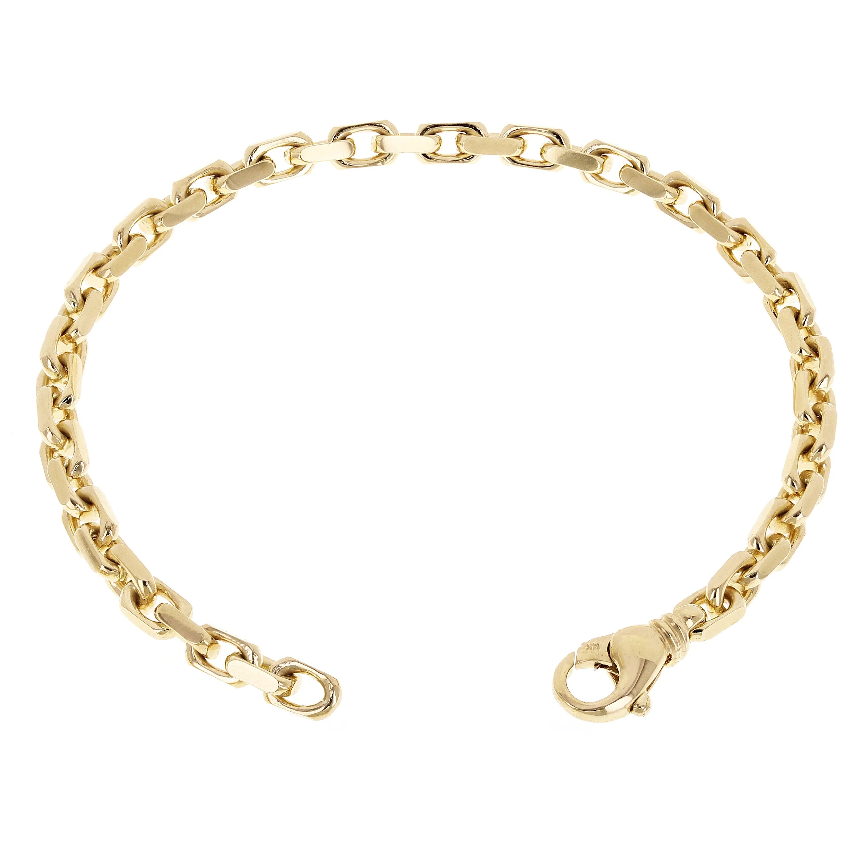 14k Yellow Gold Solid Handmade Fashion Link Chain Bracelet 7" - 9.5" 4.8mm