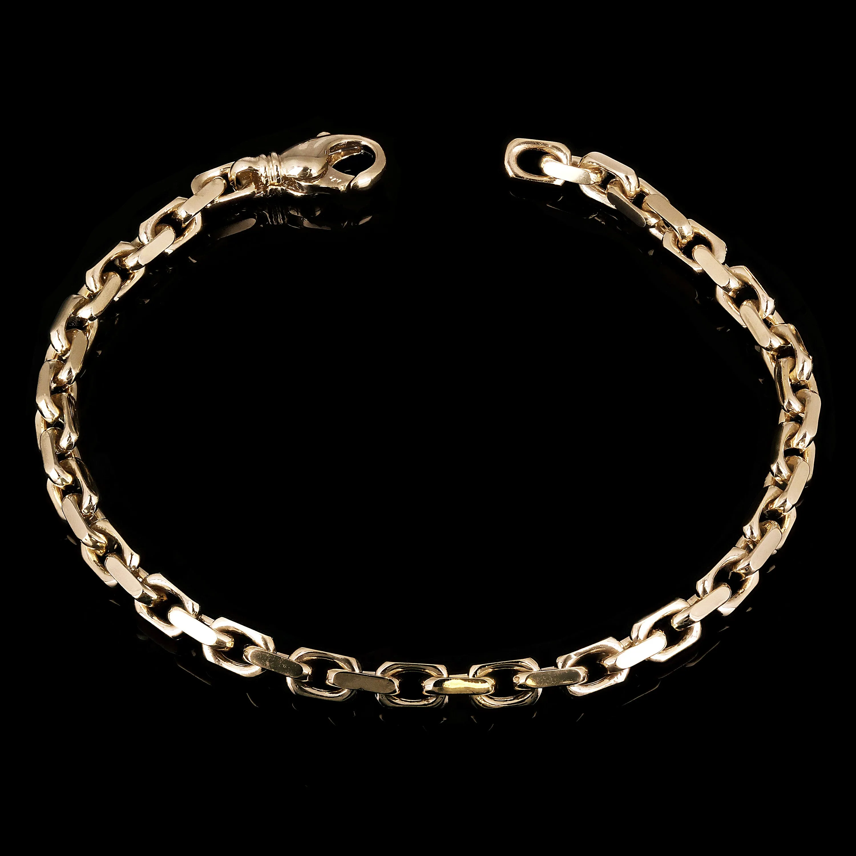 14k Yellow Gold Solid Handmade Fashion Link Chain Bracelet 7" - 9.5" 4.8mm