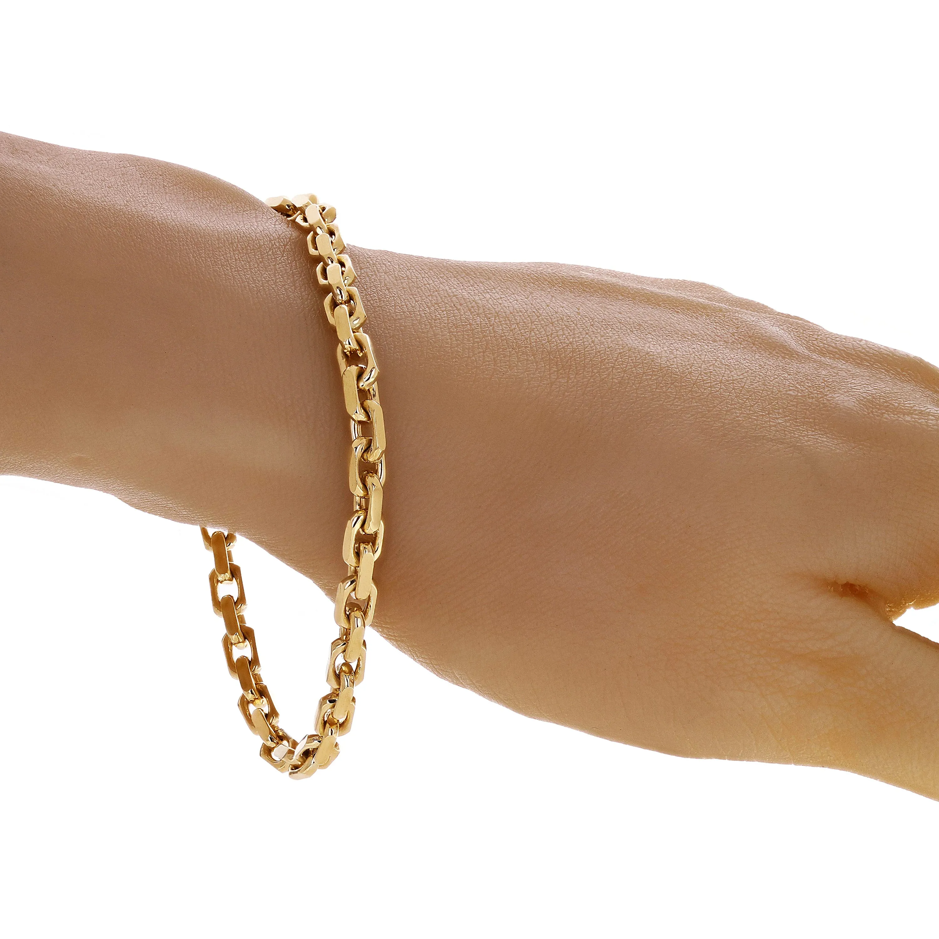 14k Yellow Gold Solid Handmade Fashion Link Chain Bracelet 7" - 9.5" 4.8mm