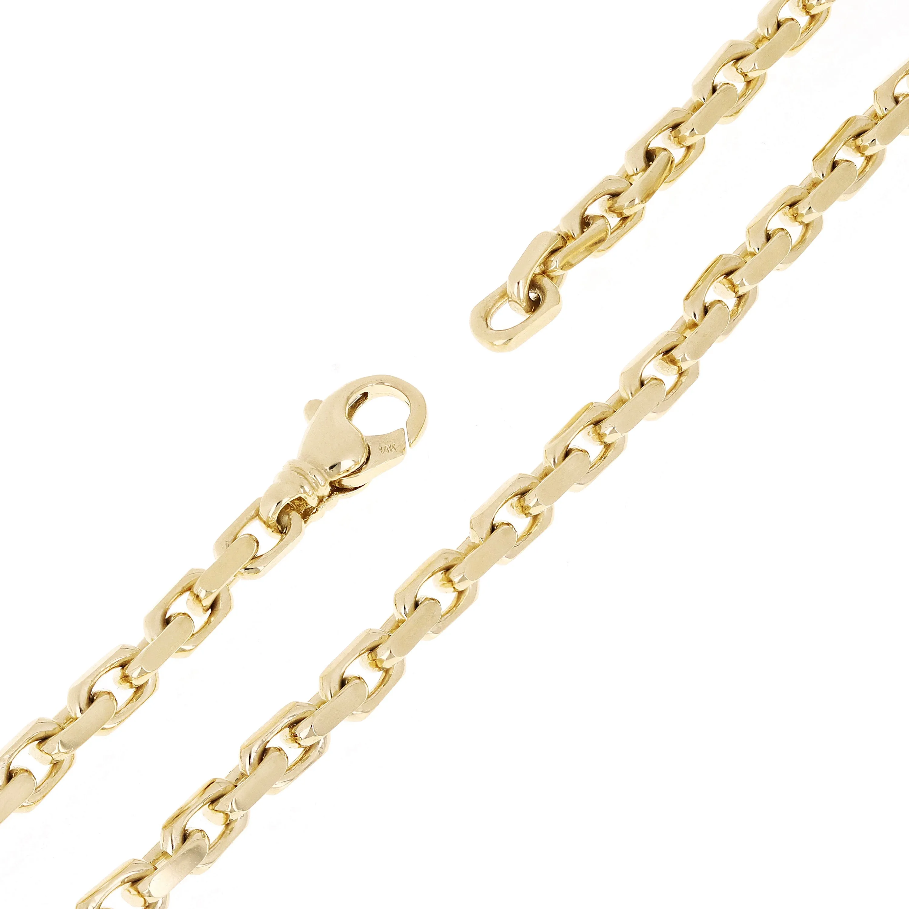 14k Yellow Gold Solid Handmade Fashion Link Chain Bracelet 7" - 9.5" 4.8mm
