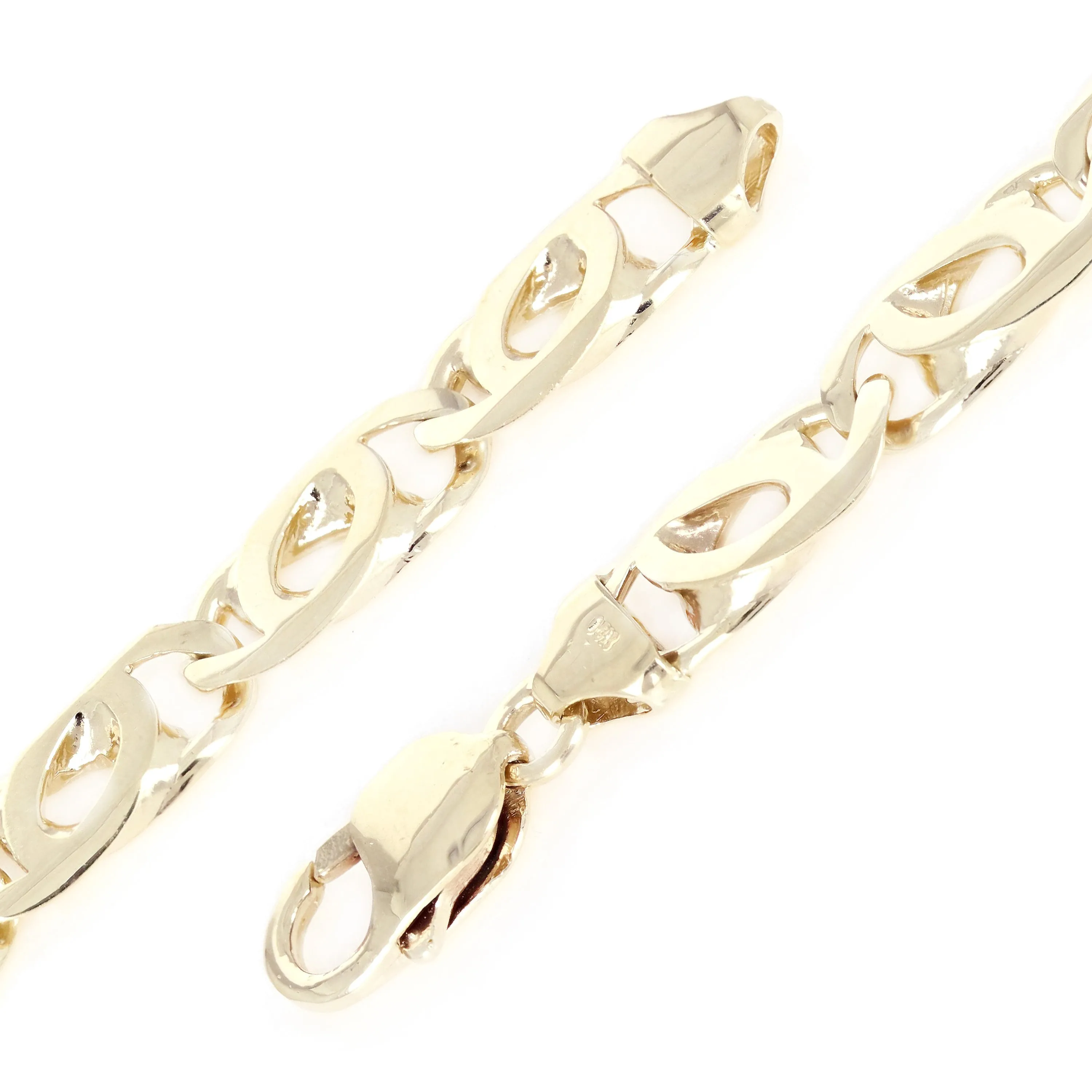 14k Yellow Gold Solid Handmade Fashion Link Chain Bracelet 9" 9mm 31 grams