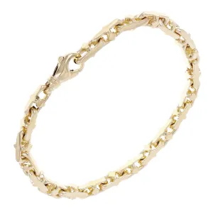 14k Yellow Gold Solid Handmade Link Fashion Bracelet 7" - 9" 4.3mm