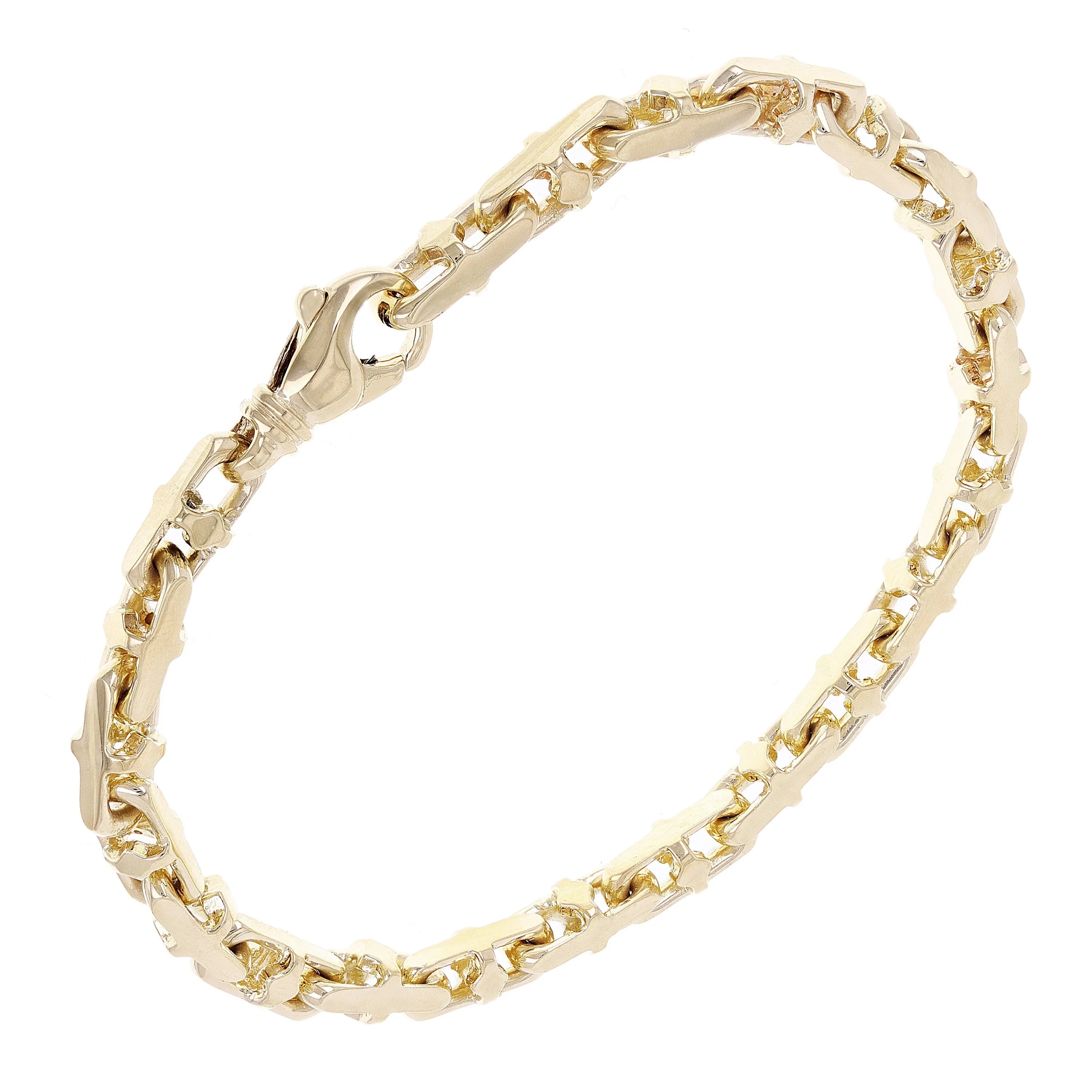 14k Yellow Gold Solid Handmade Link Fashion Bracelet 7" - 9" 4.3mm