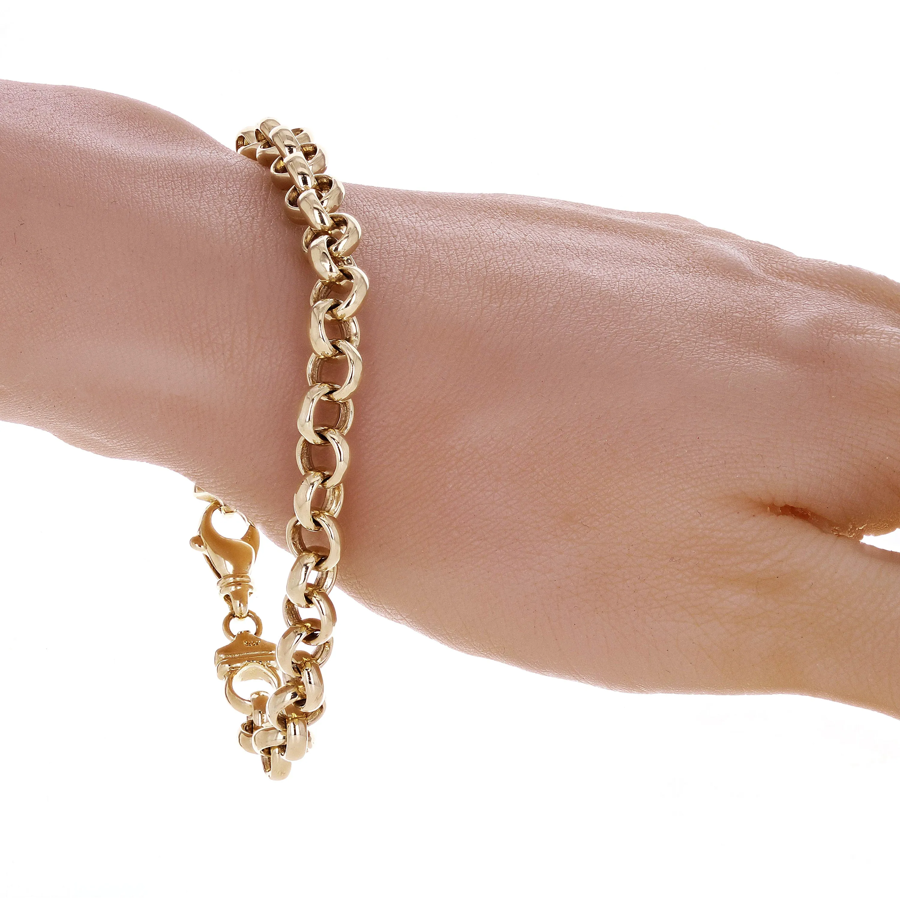 14k Yellow Gold Solid Handmade Rolo Bracelet Link Chain 8mm Various Lengths