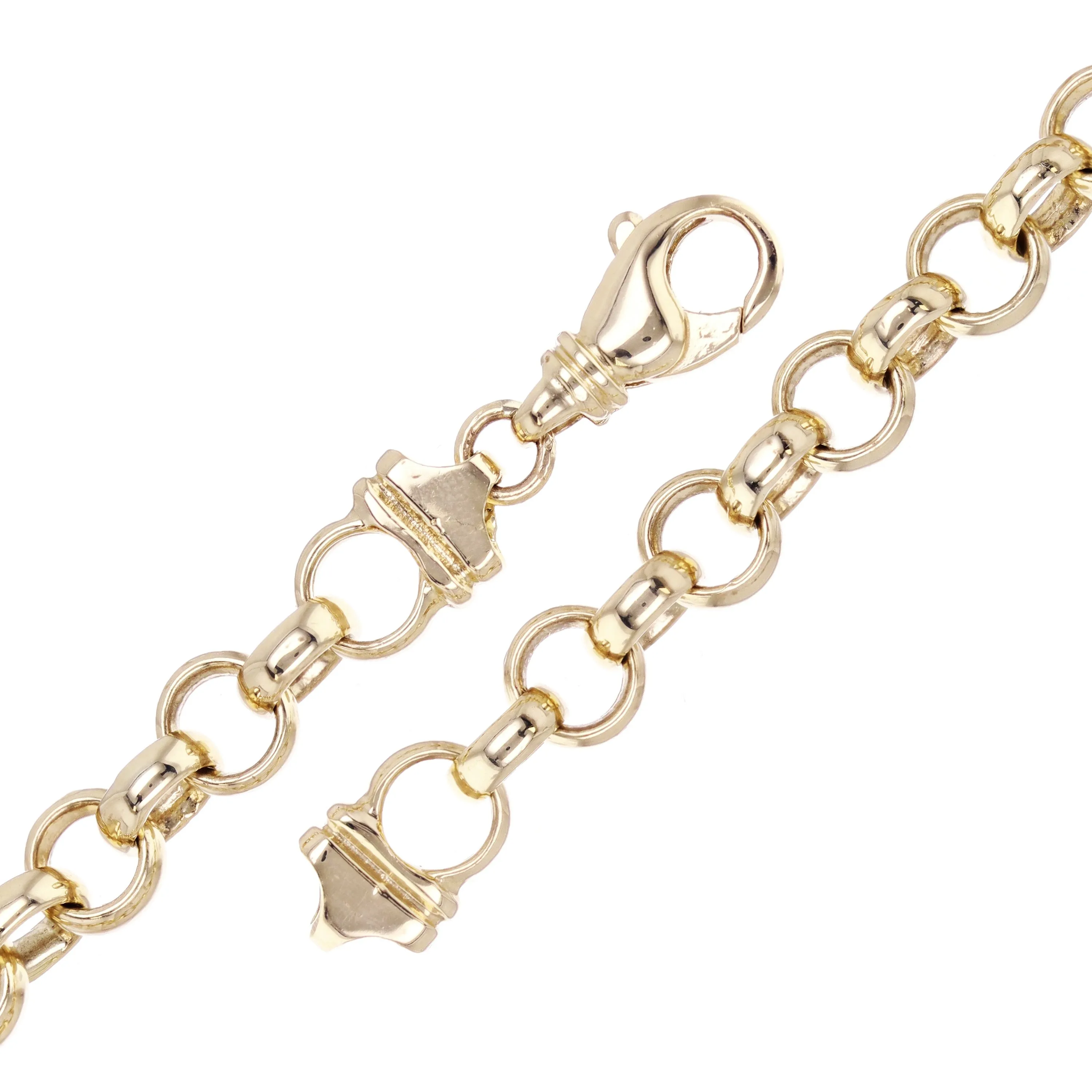 14k Yellow Gold Solid Handmade Rolo Bracelet Link Chain 8mm Various Lengths