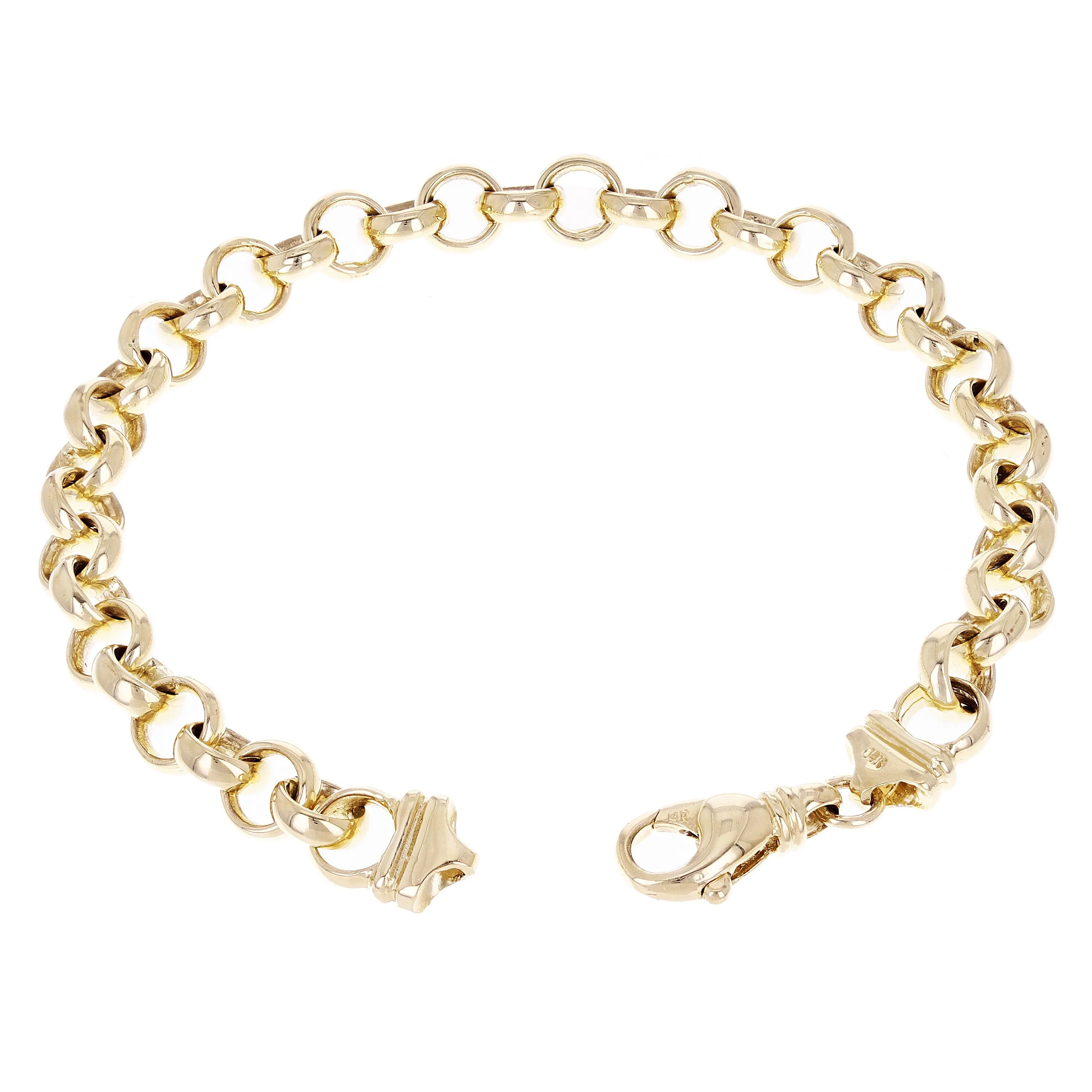 14k Yellow Gold Solid Handmade Rolo Bracelet Link Chain 8mm Various Lengths