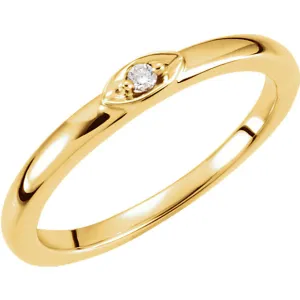 14k Yellow Gold Stackable Diamond Ring, Size 7