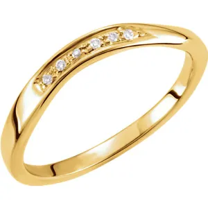 14k Yellow Gold Stackable Diamond Wave Ring, Size 7