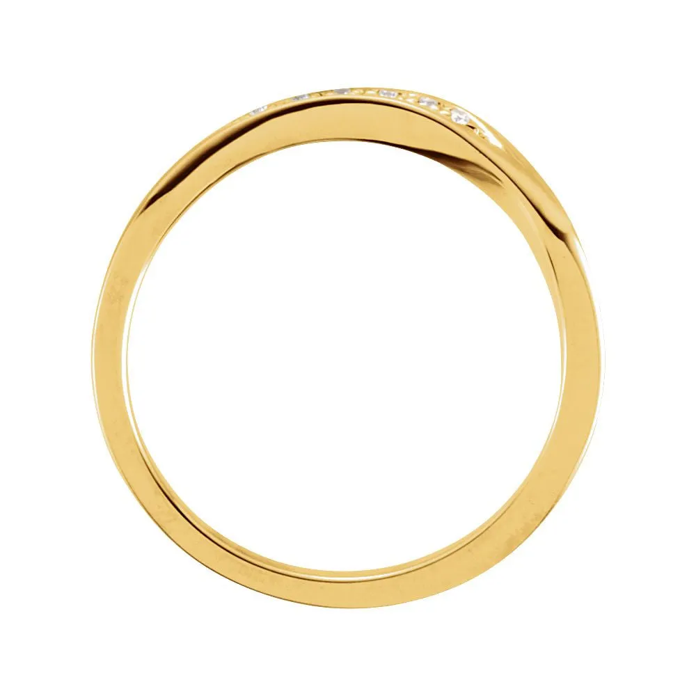 14k Yellow Gold Stackable Diamond Wave Ring, Size 7