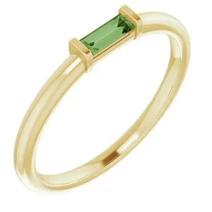 14K Yellow Green Tourmaline Stackable Ring