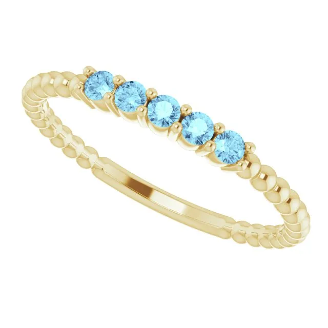 14K Yellow Natural Aquamarine Stackable Ring