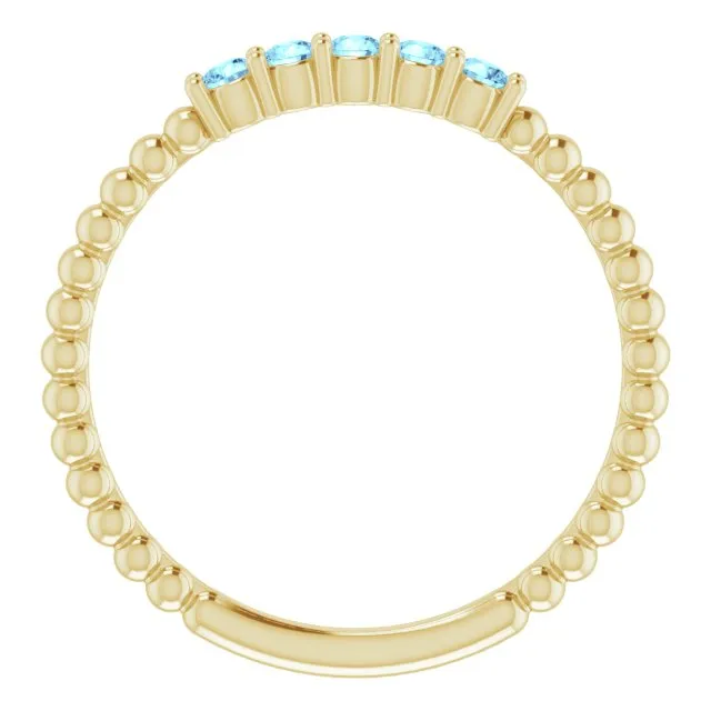 14K Yellow Natural Aquamarine Stackable Ring
