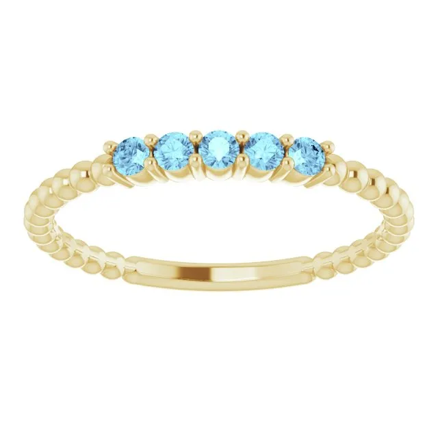 14K Yellow Natural Aquamarine Stackable Ring