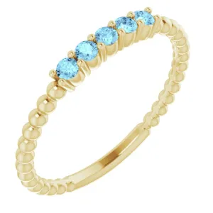 14K Yellow Natural Aquamarine Stackable Ring