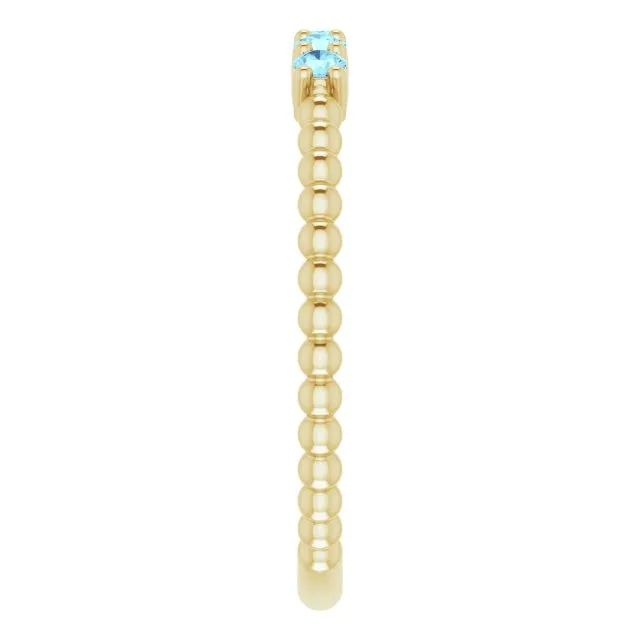 14K Yellow Natural Aquamarine Stackable Ring