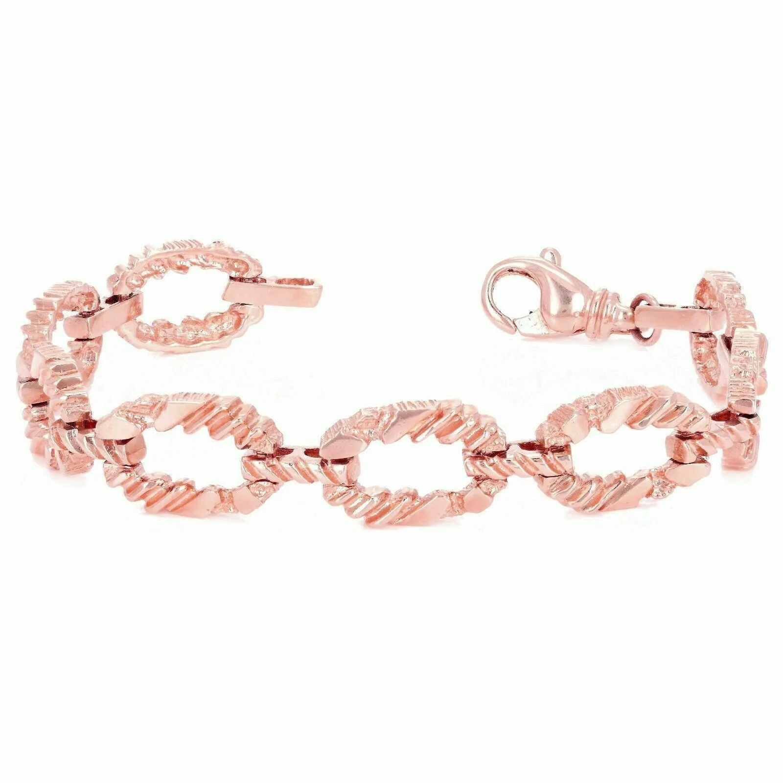 14k Yellow or Rose Gold Oval Link Nugget Bracelet 7" 11.7mm 25 grams