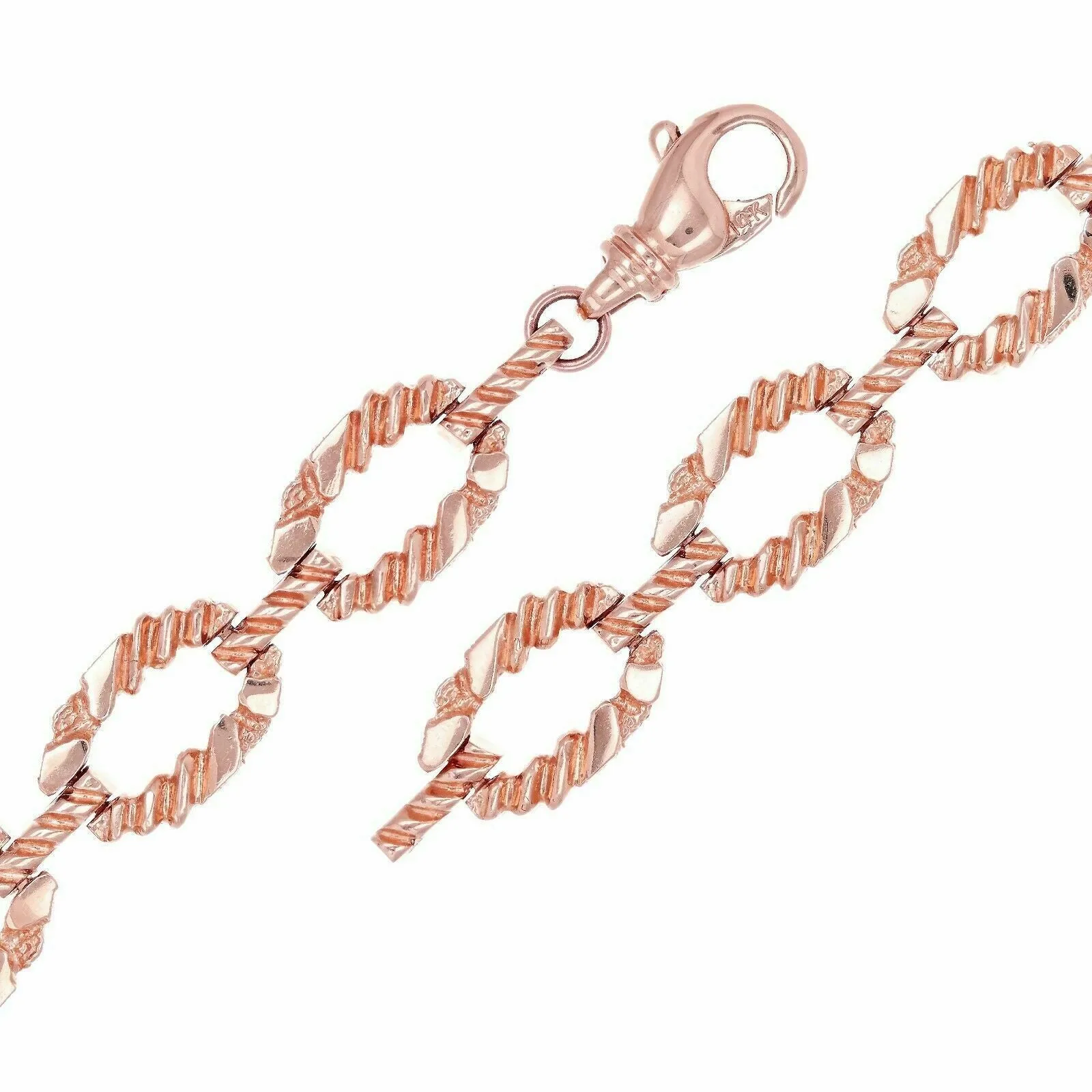 14k Yellow or Rose Gold Oval Link Nugget Bracelet 7" 11.7mm 25 grams