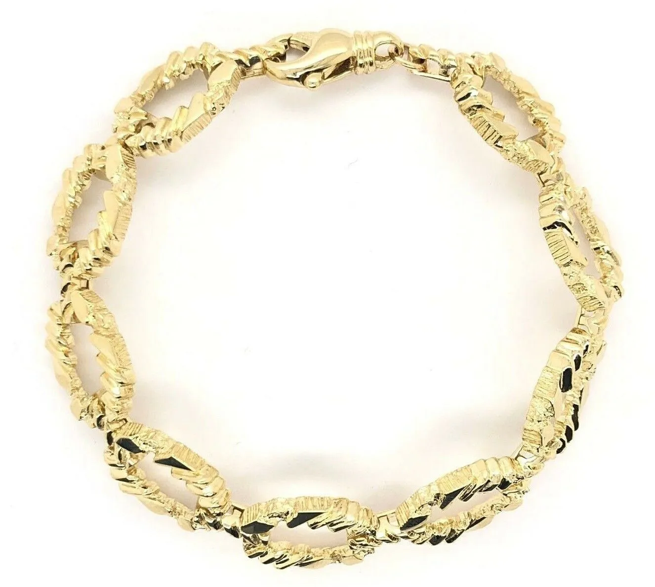 14k Yellow or Rose Gold Oval Link Nugget Bracelet 7" 11.7mm 25 grams