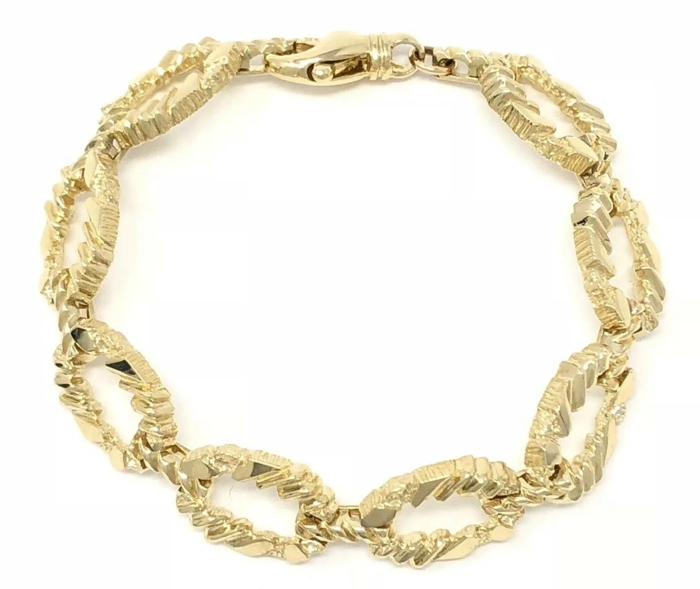 14k Yellow or Rose Gold Oval Link Nugget Bracelet 7" 11.7mm 25 grams