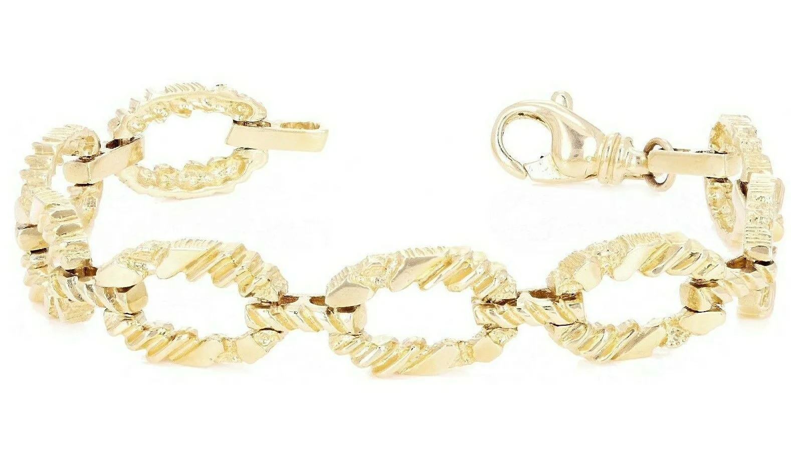 14k Yellow or Rose Gold Oval Link Nugget Bracelet 7" 11.7mm 25 grams