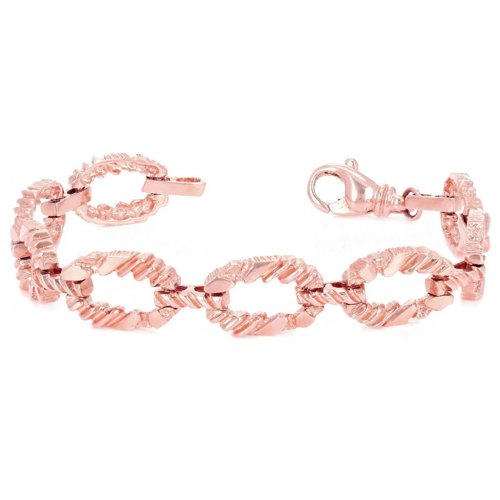 14k Yellow or Rose Gold Oval Link Nugget Bracelet 7" 11.7mm 25 grams