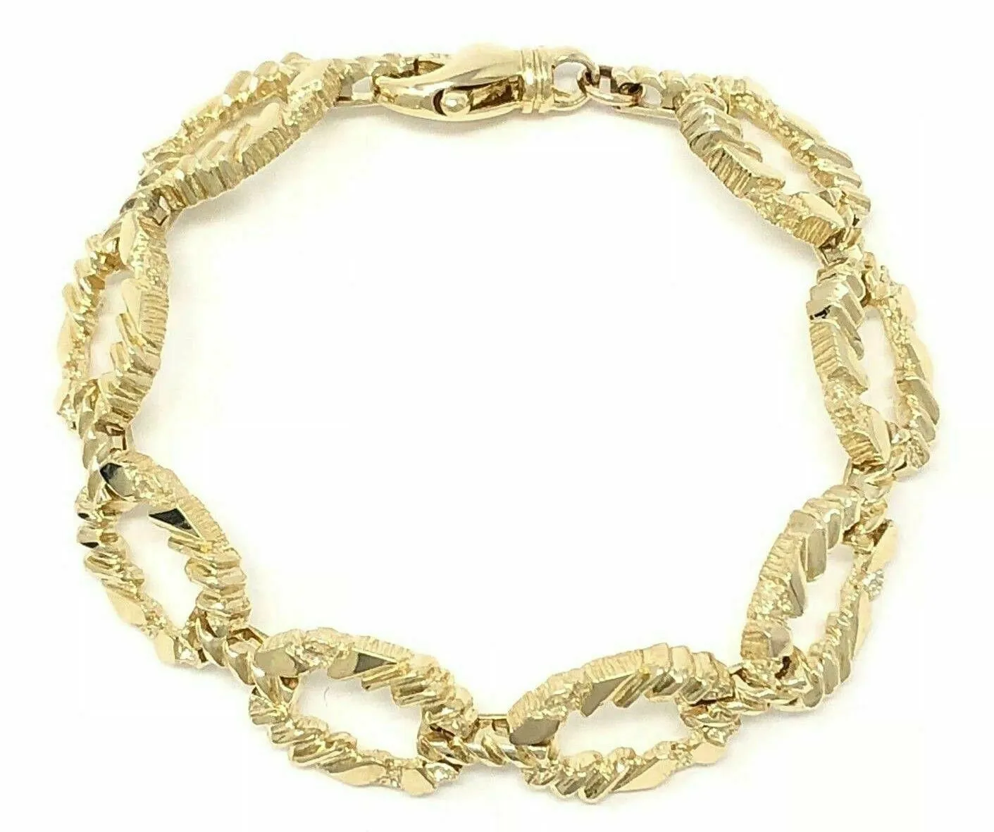 14k Yellow or Rose Gold Oval Link Nugget Bracelet 7" 11.7mm 25 grams