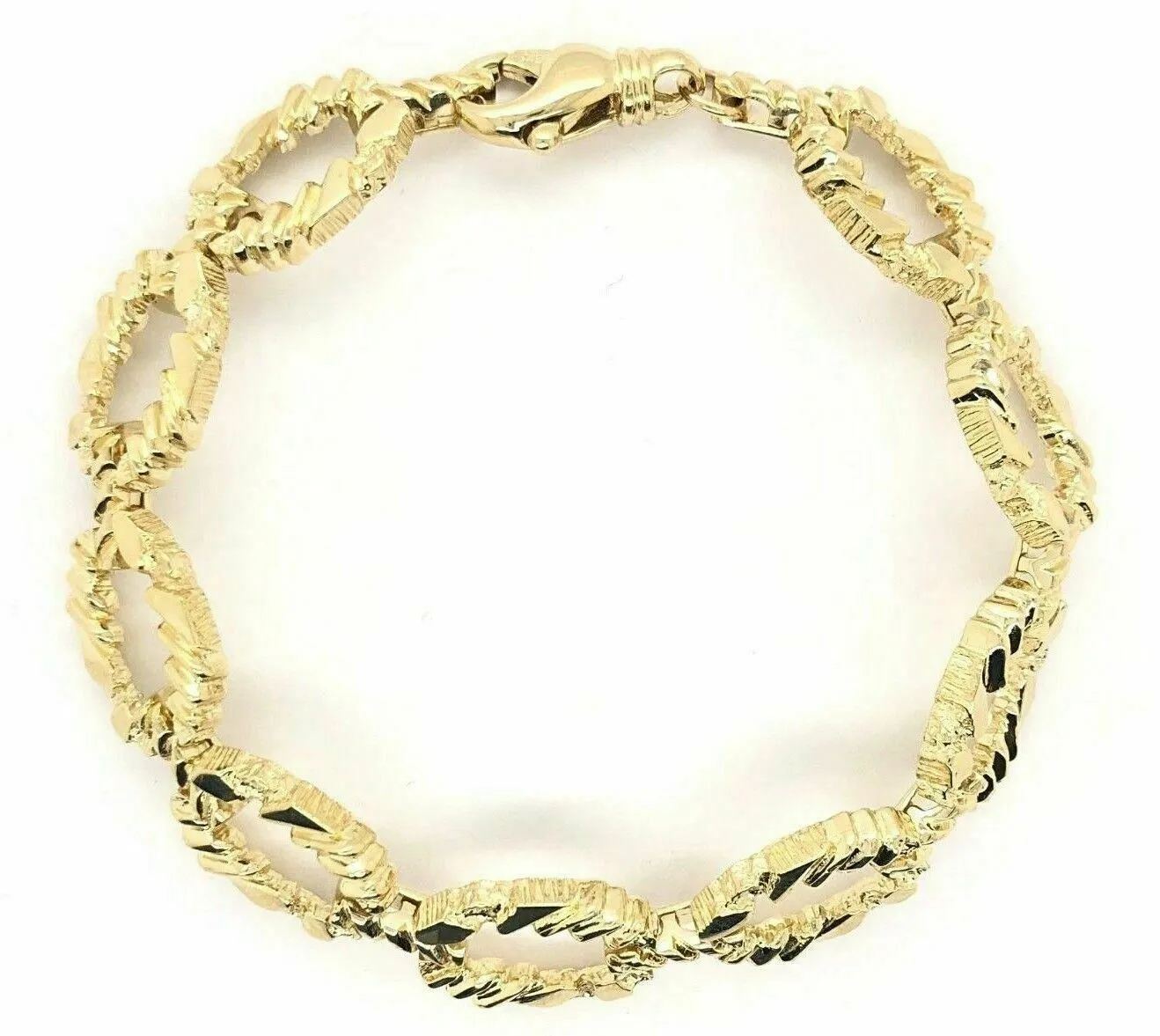 14k Yellow or Rose Gold Oval Link Nugget Bracelet 7" 11.7mm 25 grams